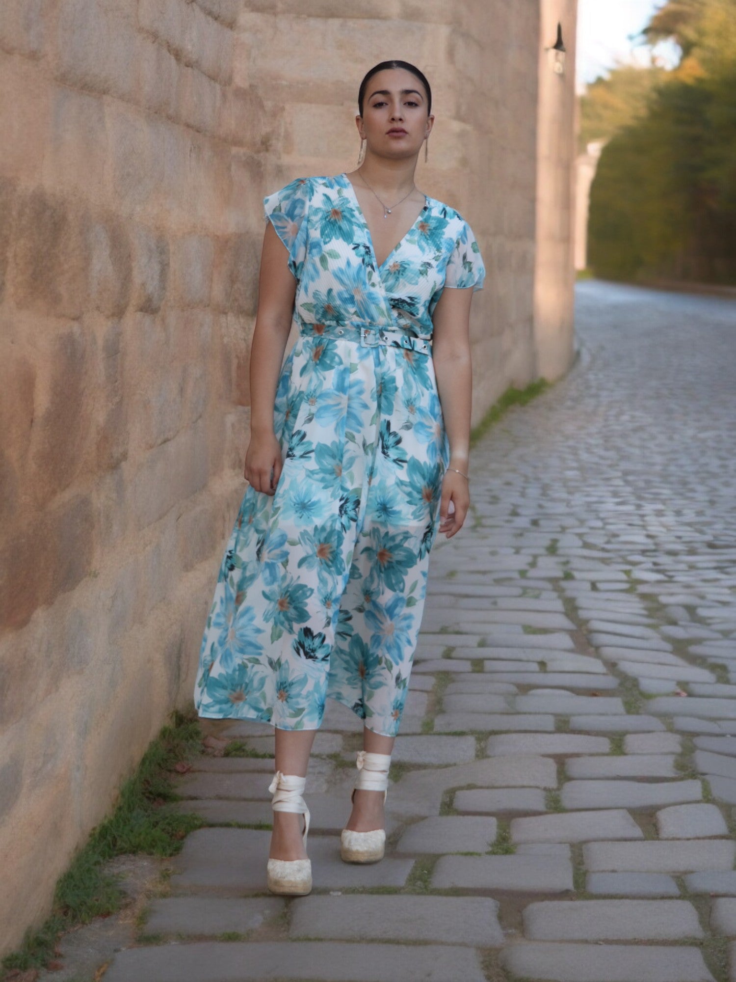 Vestido Paris  Estampado Turquesa