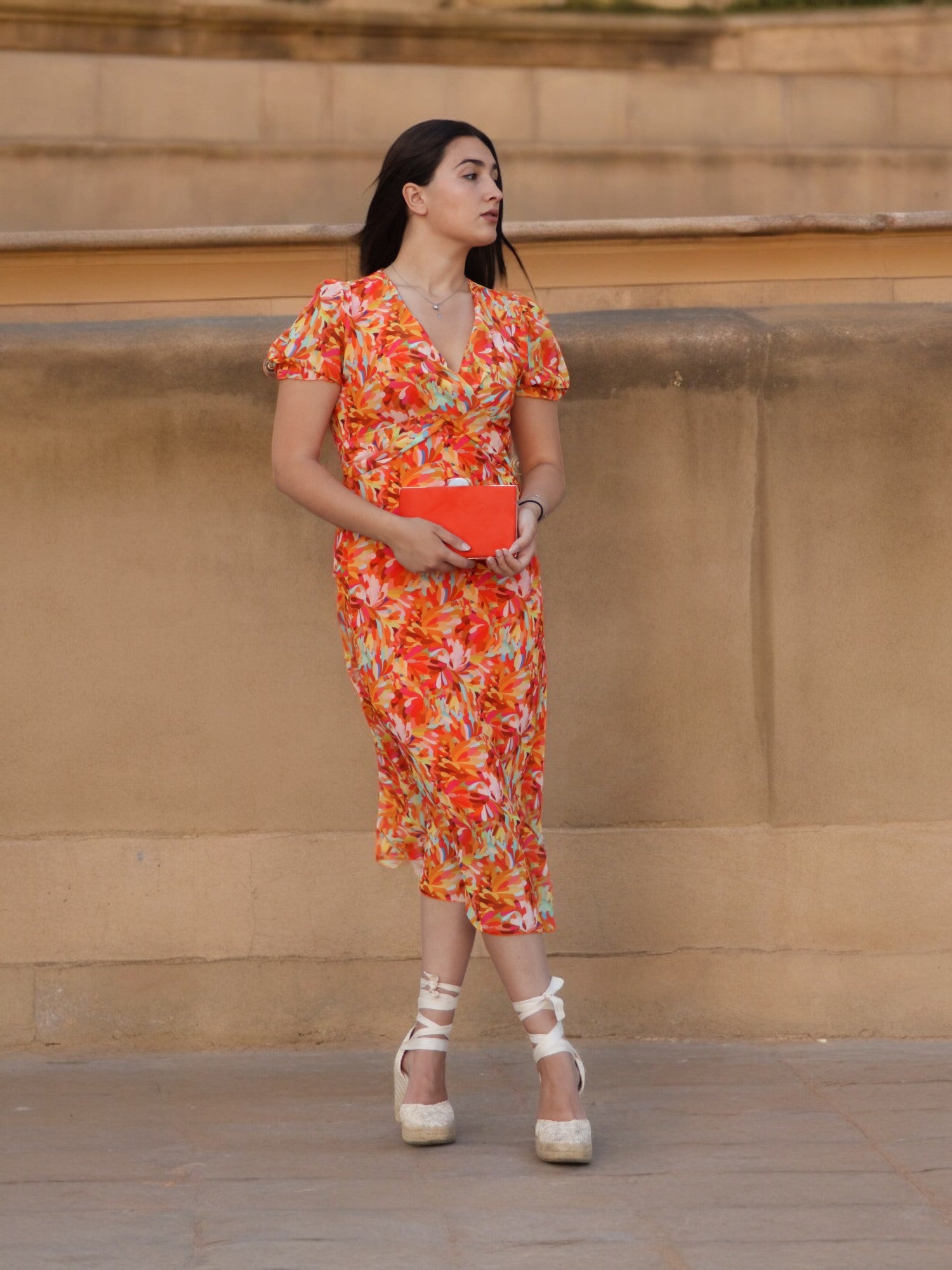 Vestido Fátima Estampado Naranja