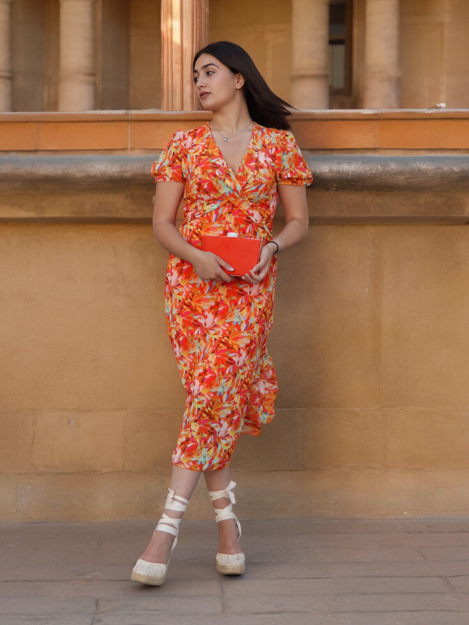 Vestido Fátima Estampado Naranja