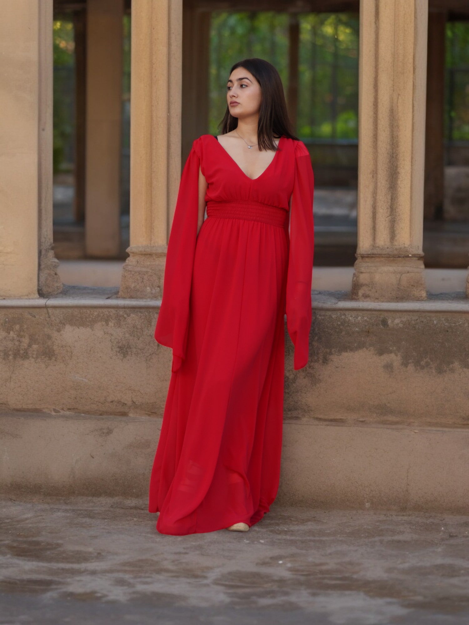 Vestido Sevilla manga Capa Rojo