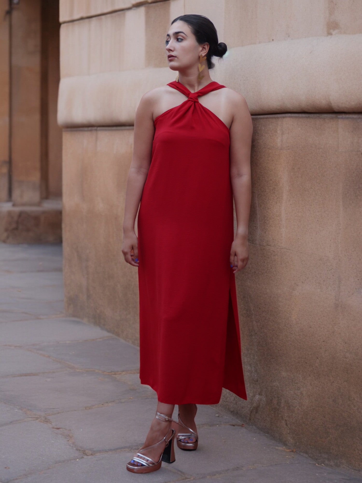 Vestido Amaia liso Rojo