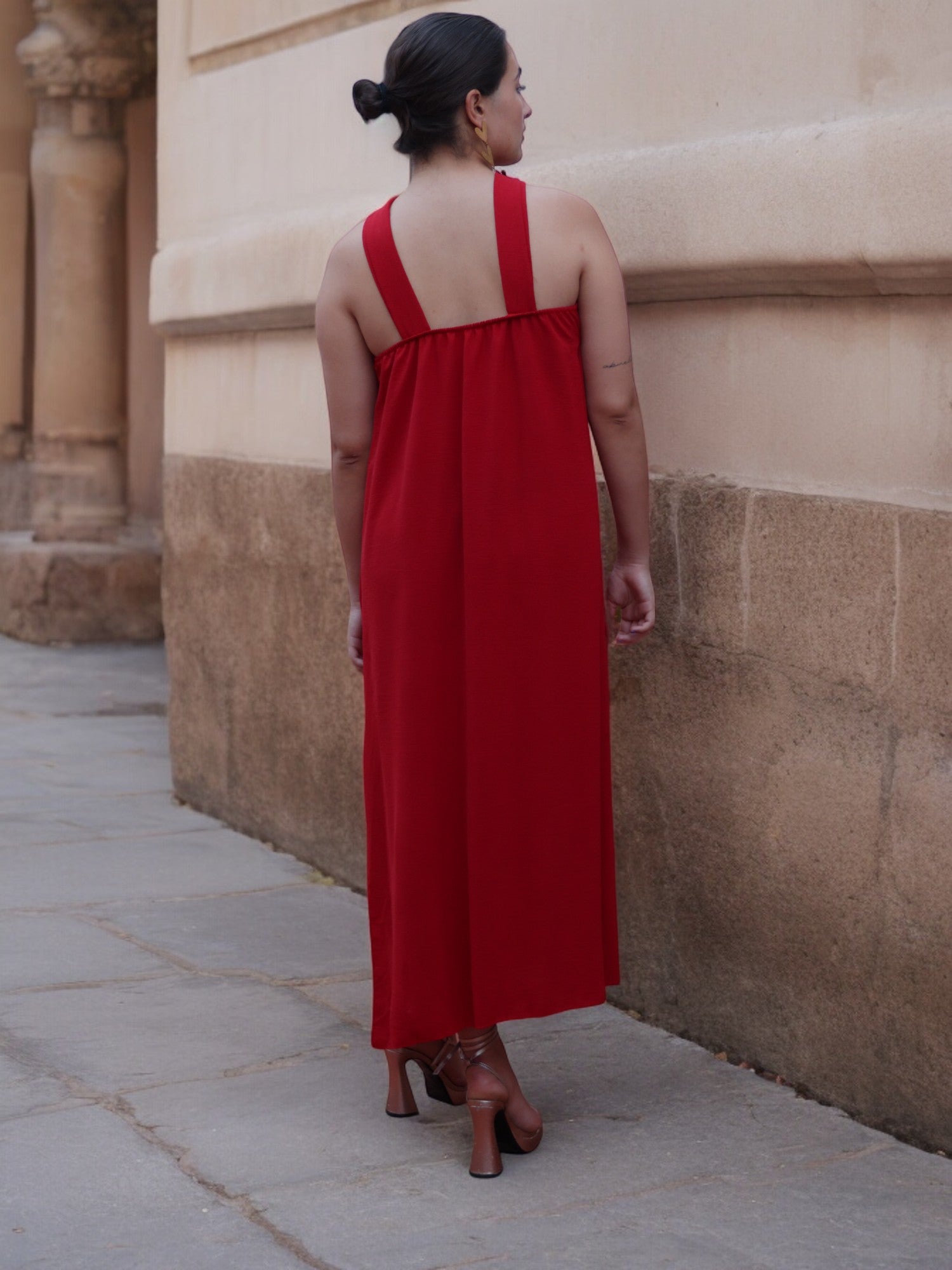 Vestido Amaia liso Rojo