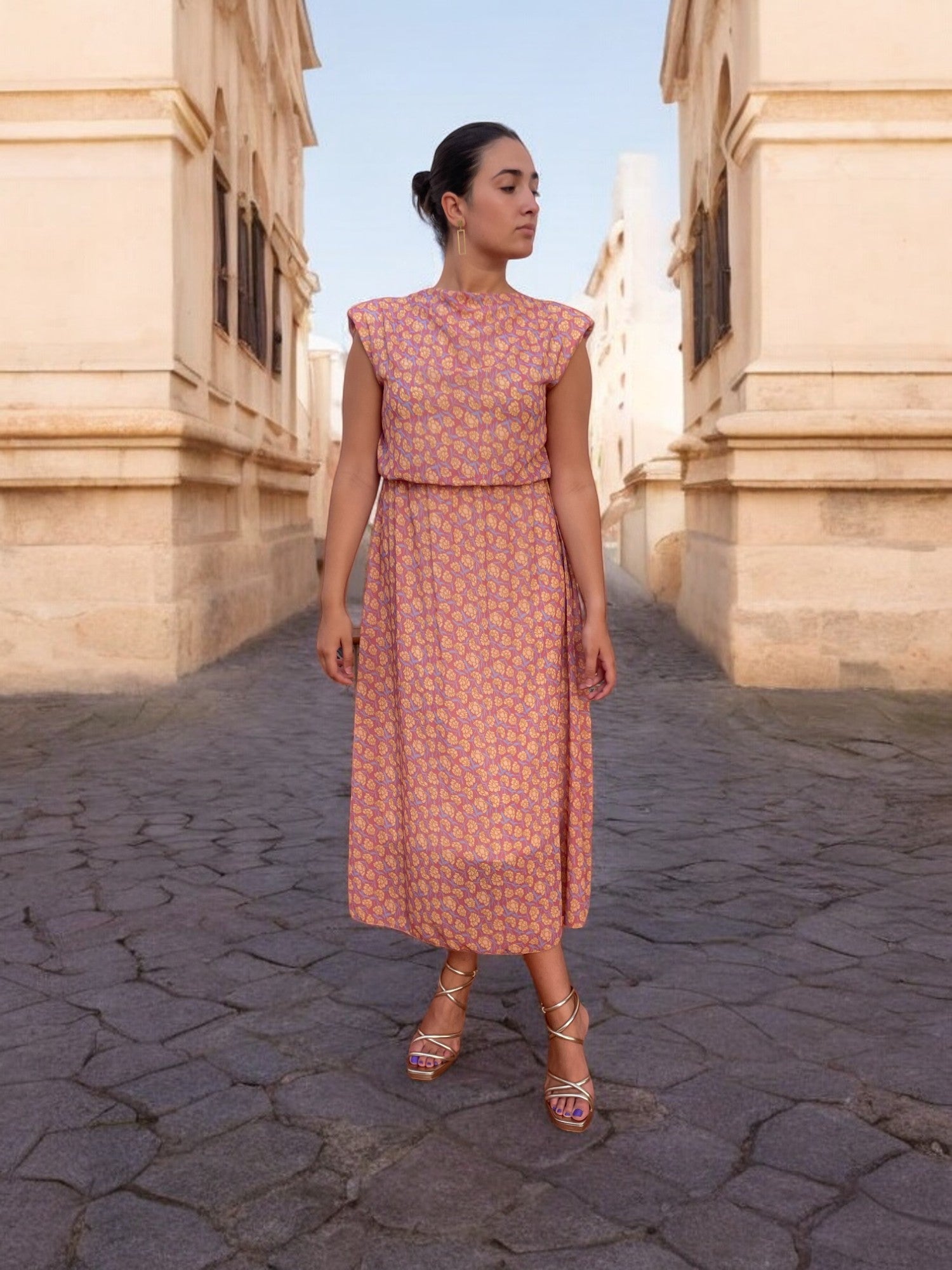 Vestido Midi Gasa Flor